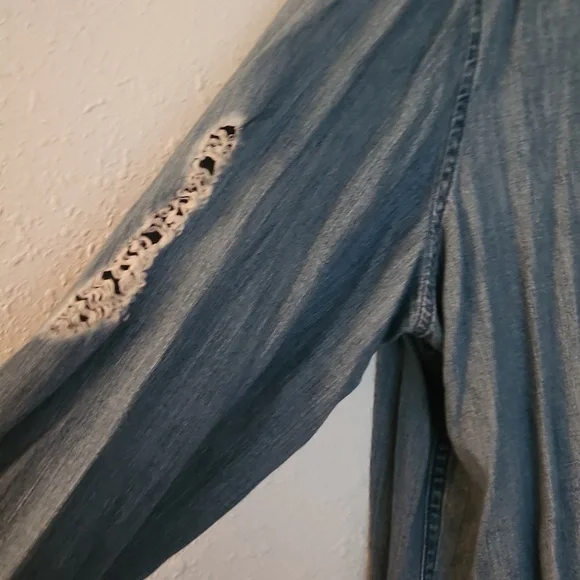 MOSSIMO SUPPLY CO: Distressed Denim Shirt - Picture 2 of 5